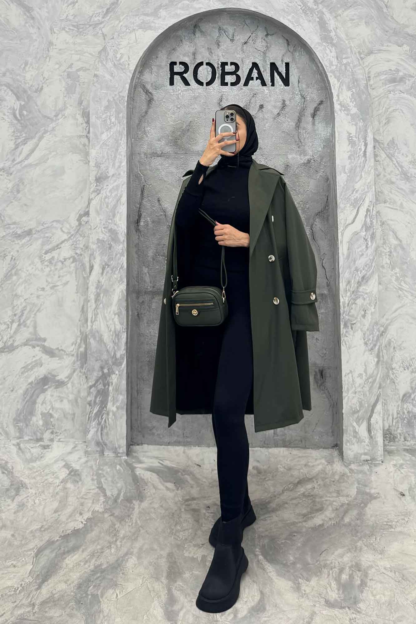 بارانی بلند کمربنددار سانتانا