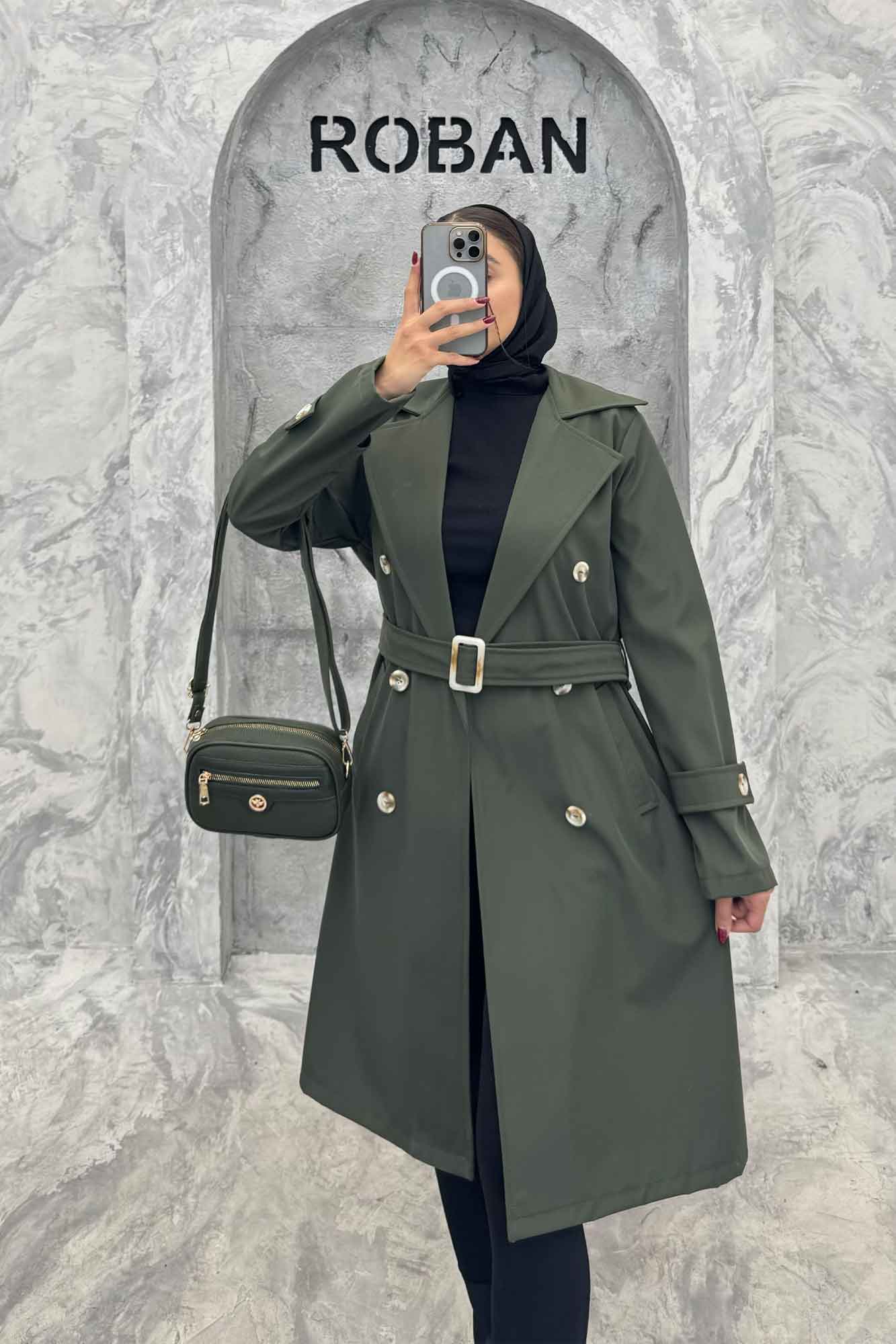 بارانی بلند کمربنددار سانتانا