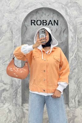 هودی دو جیب ترکیبی با کتان