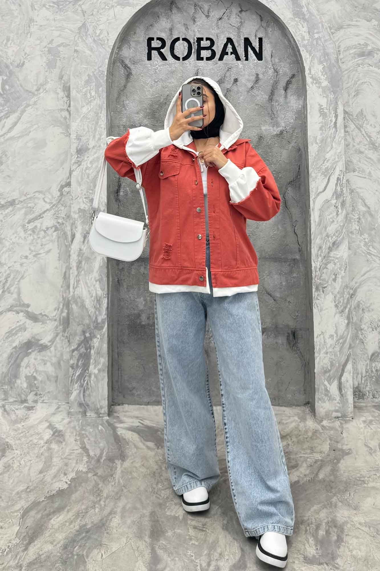 هودی دو جیب ترکیبی با کتان