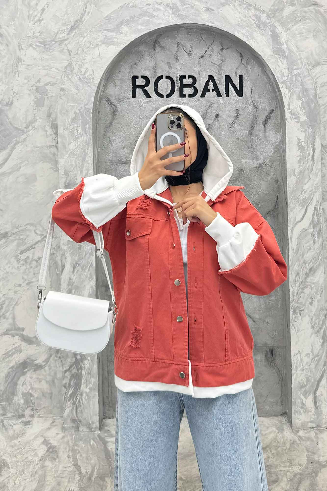 هودی دو جیب ترکیبی با کتان