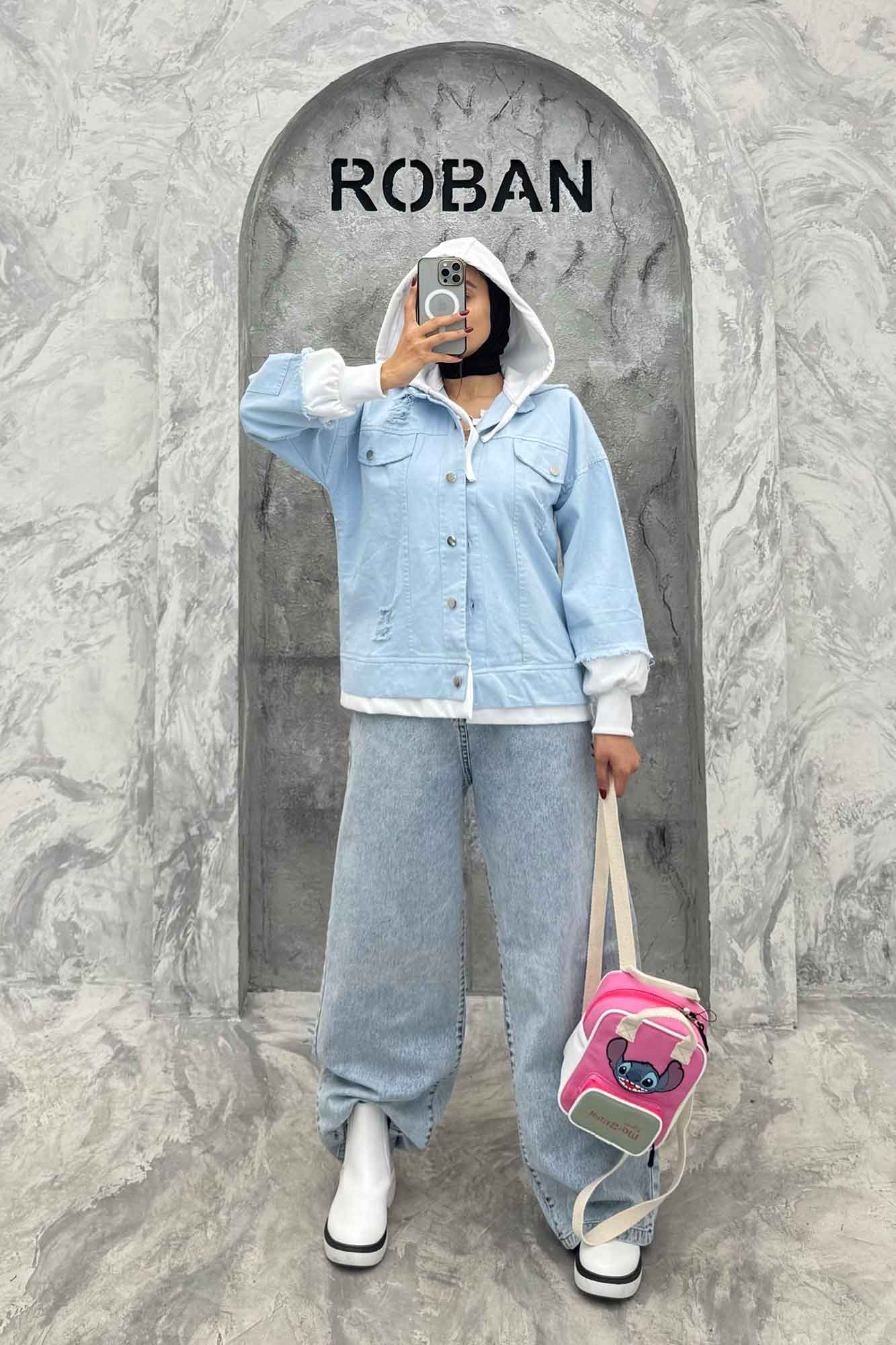 هودی دو جیب ترکیبی با کتان