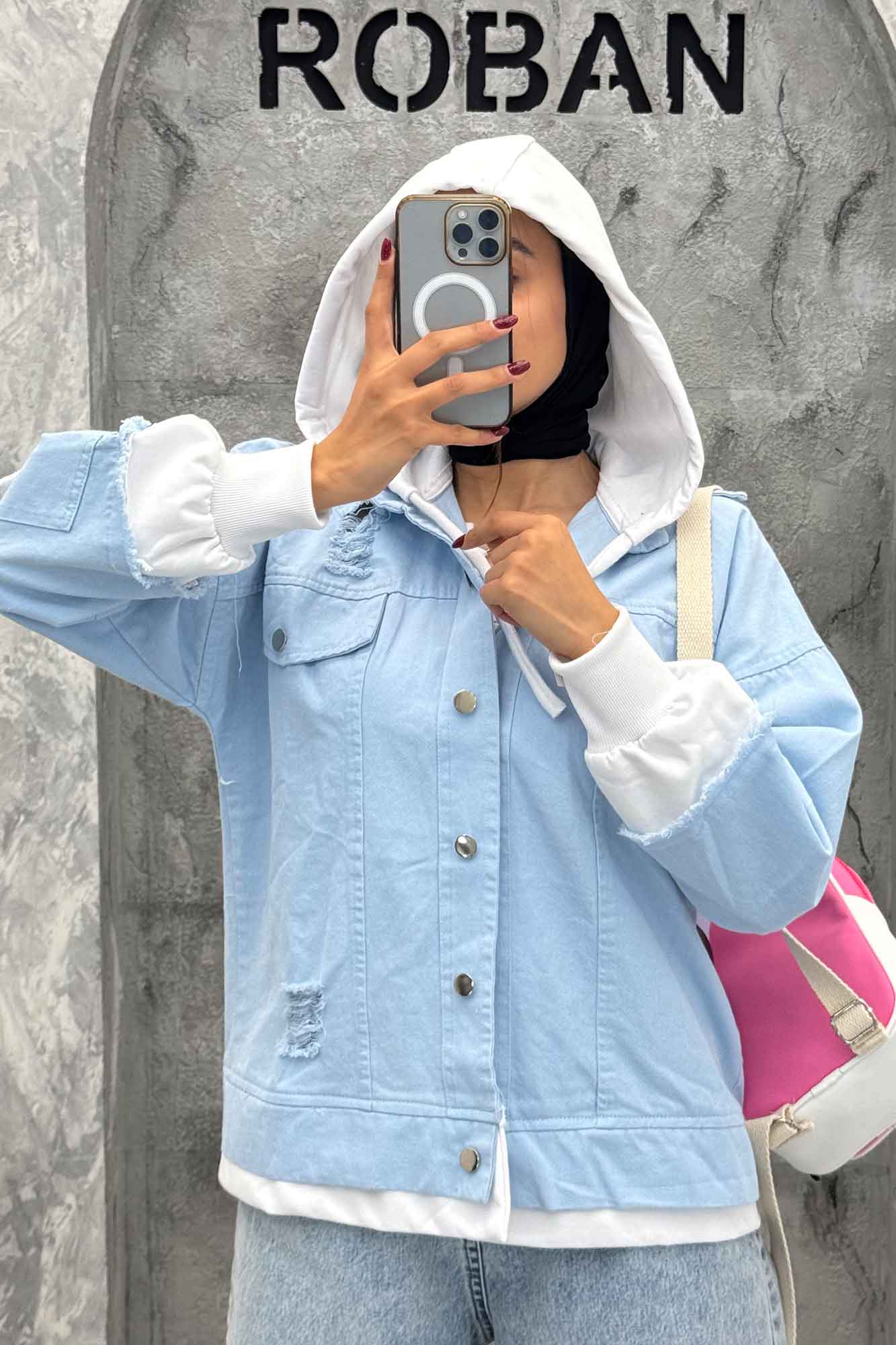 هودی دو جیب ترکیبی با کتان