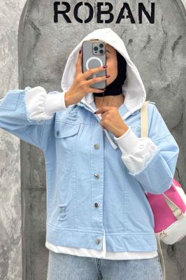 هودی دو جیب ترکیبی با کتان