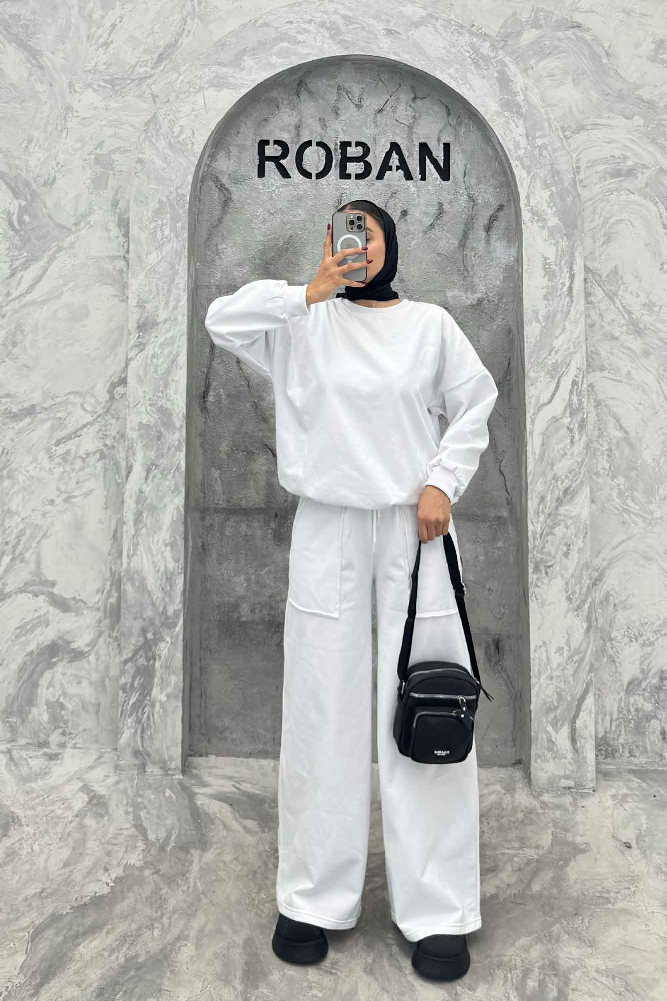 ست دورس و شلوار اسپرت یقه گرد