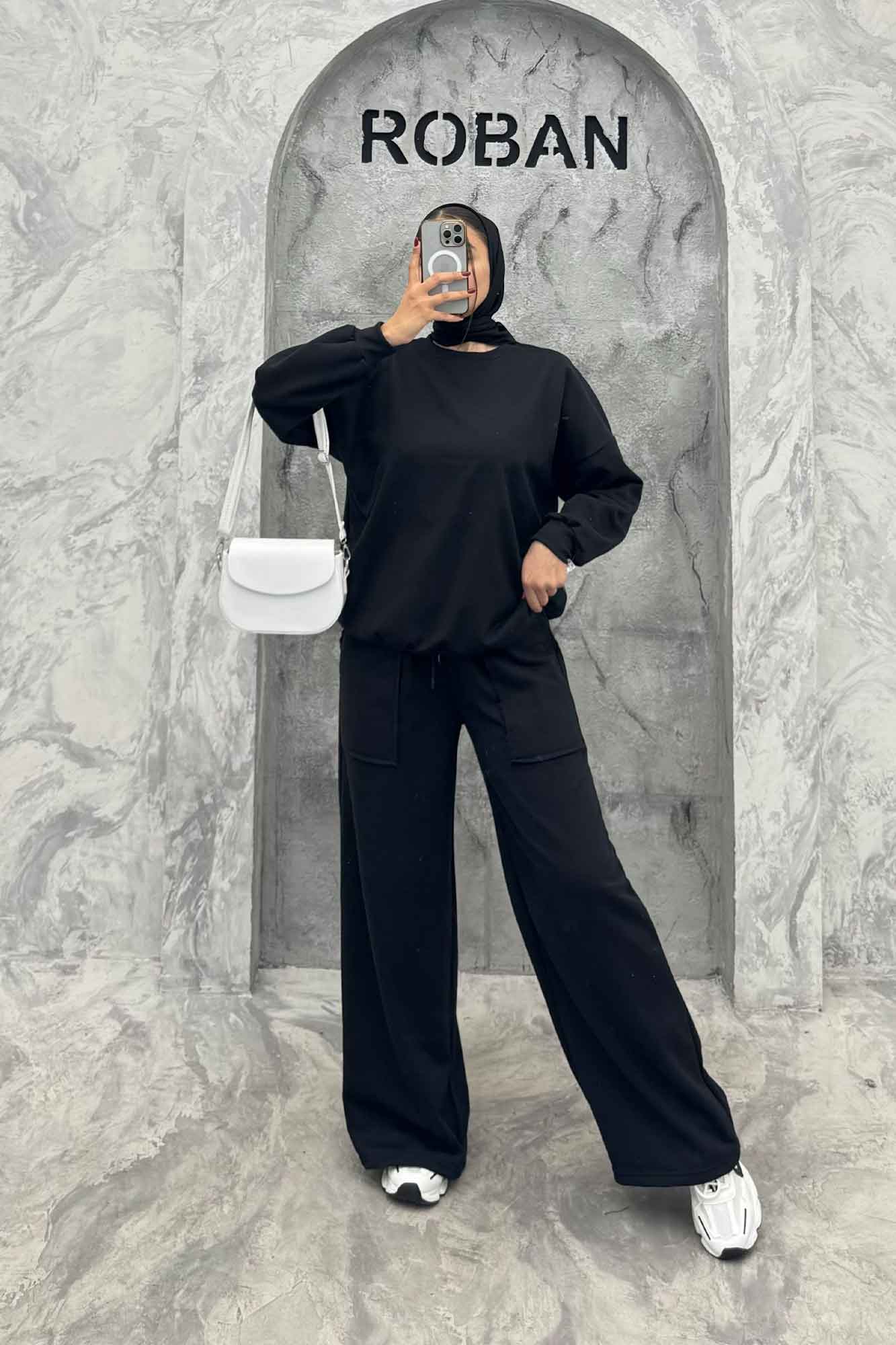 ست دورس و شلوار اسپرت یقه گرد