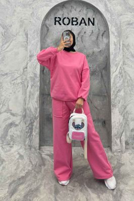 ست دورس و شلوار اسپرت یقه گرد