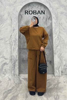 ست دورس و شلوار اسپرت یقه گرد