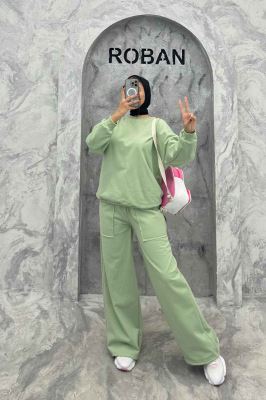 ست دورس و شلوار اسپرت یقه گرد