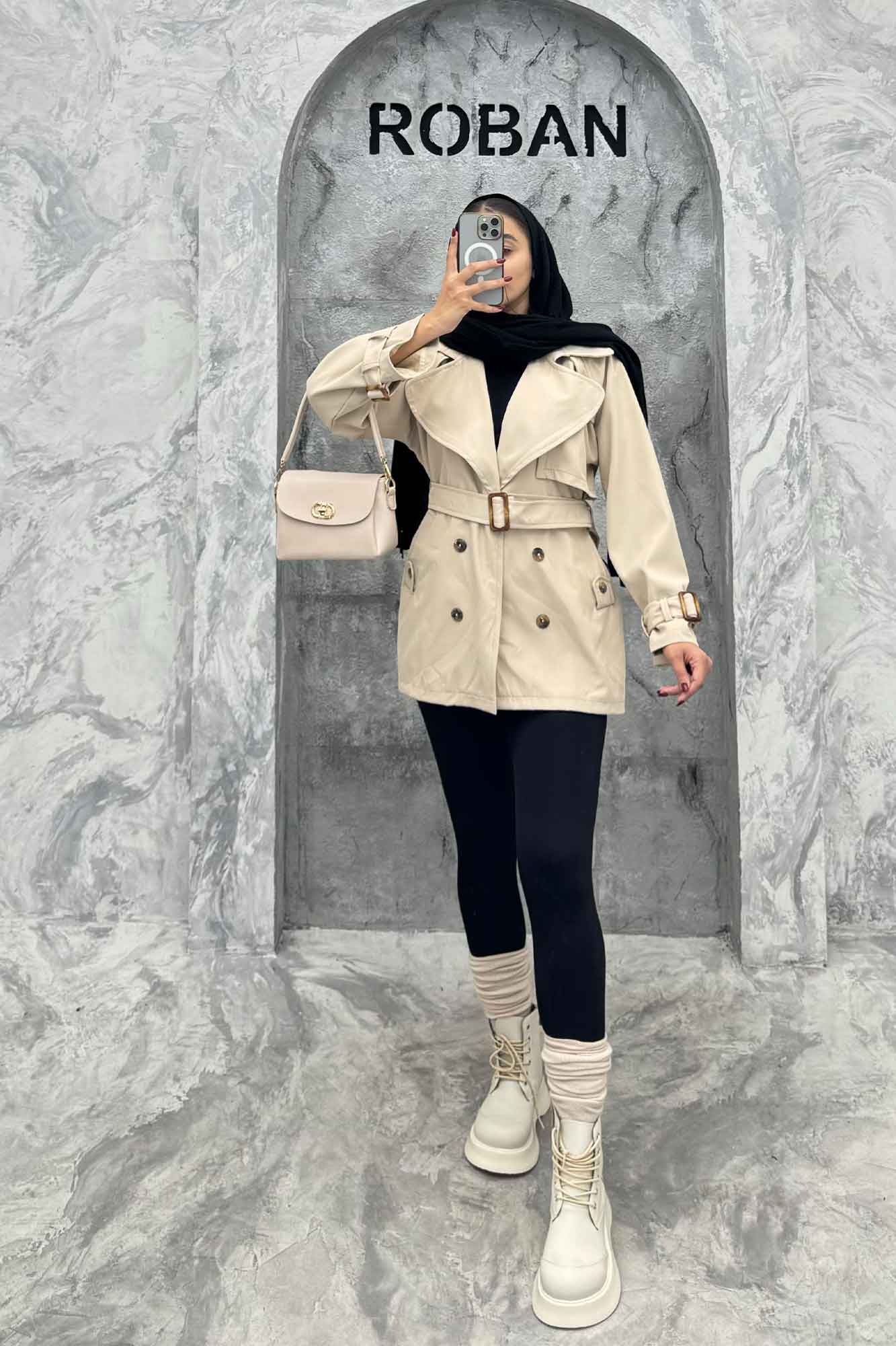 بارانی سانتانا آستین کمربندی