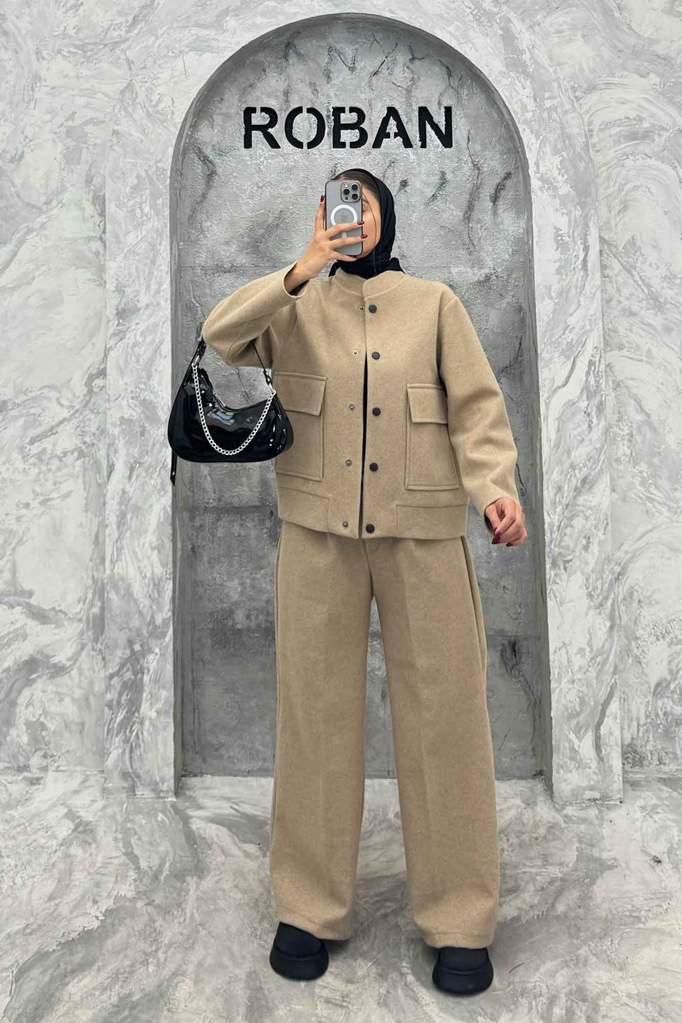 ست پالتو و شلوار فوتر جلو دکمه JESI