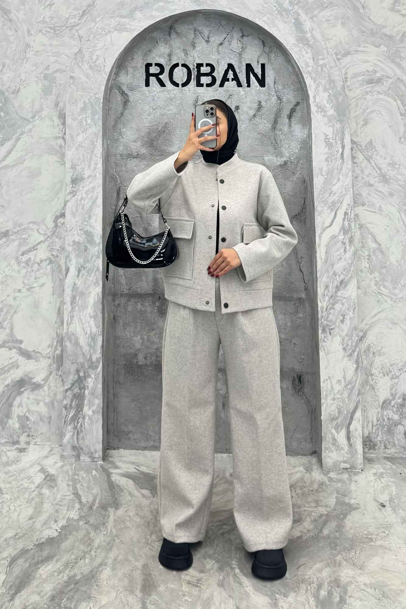 ست پالتو و شلوار فوتر جلو دکمه JESI