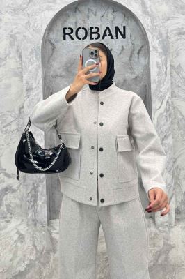 ست پالتو و شلوار فوتر جلو دکمه JESI