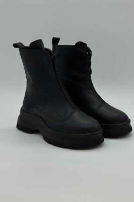 بوت ساق کوتاه جلو زیپ چرم