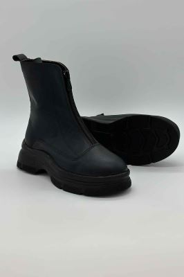 بوت ساق کوتاه جلو زیپ چرم