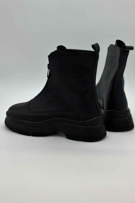 بوت ساق کوتاه جلو زیپ چرم