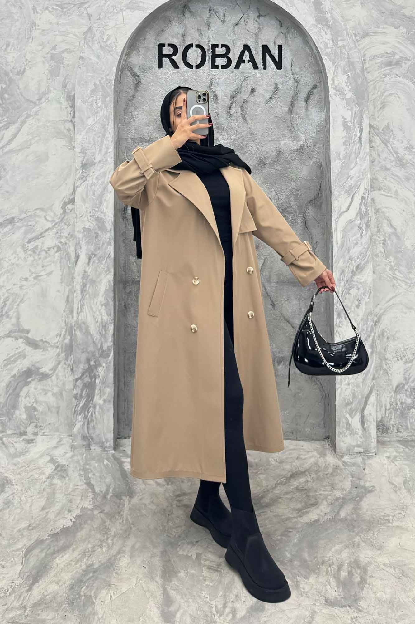 بارانی بلند سانتانا یقه انگلیسی RASTA