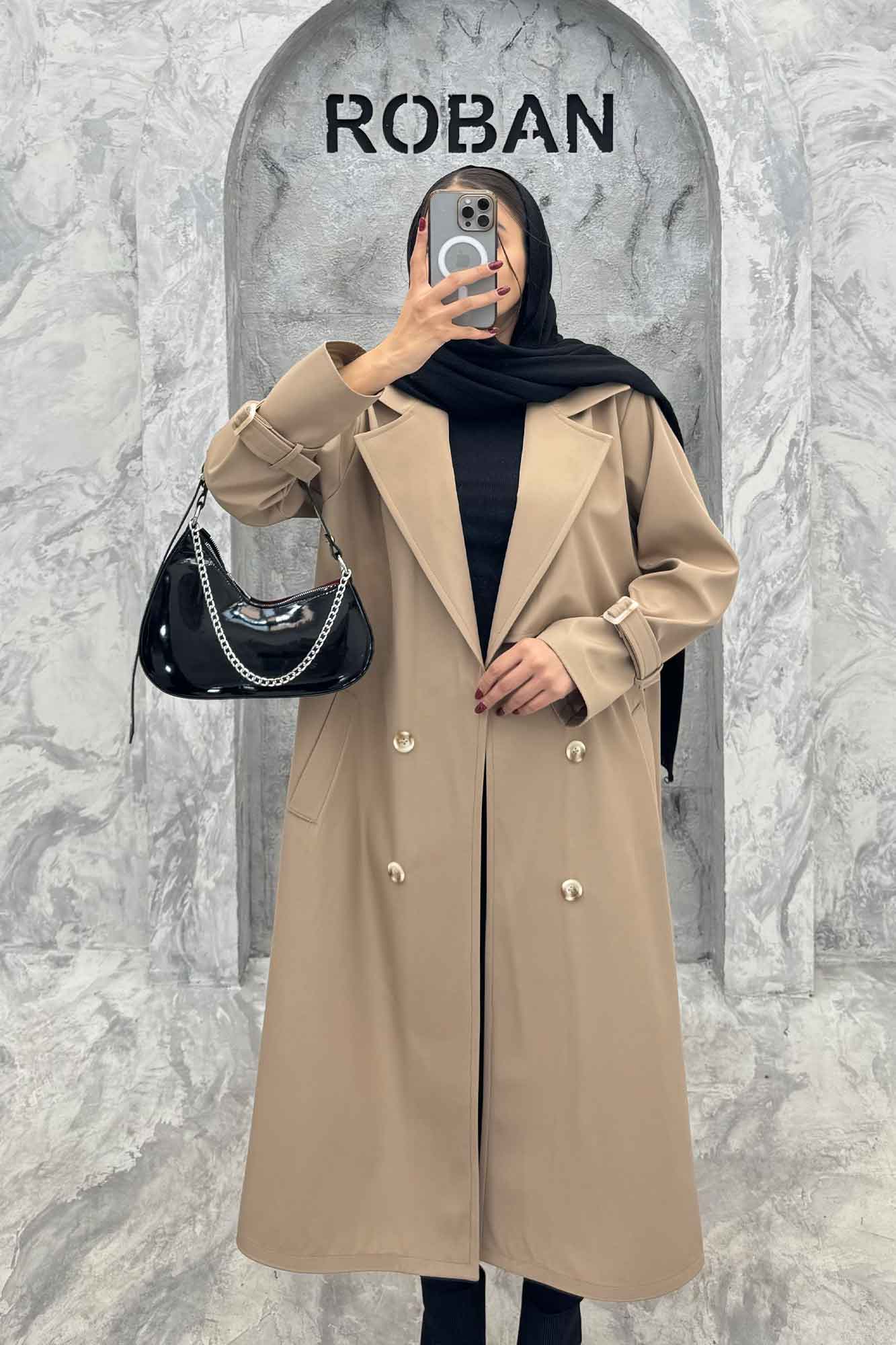 بارانی بلند سانتانا یقه انگلیسی RASTA