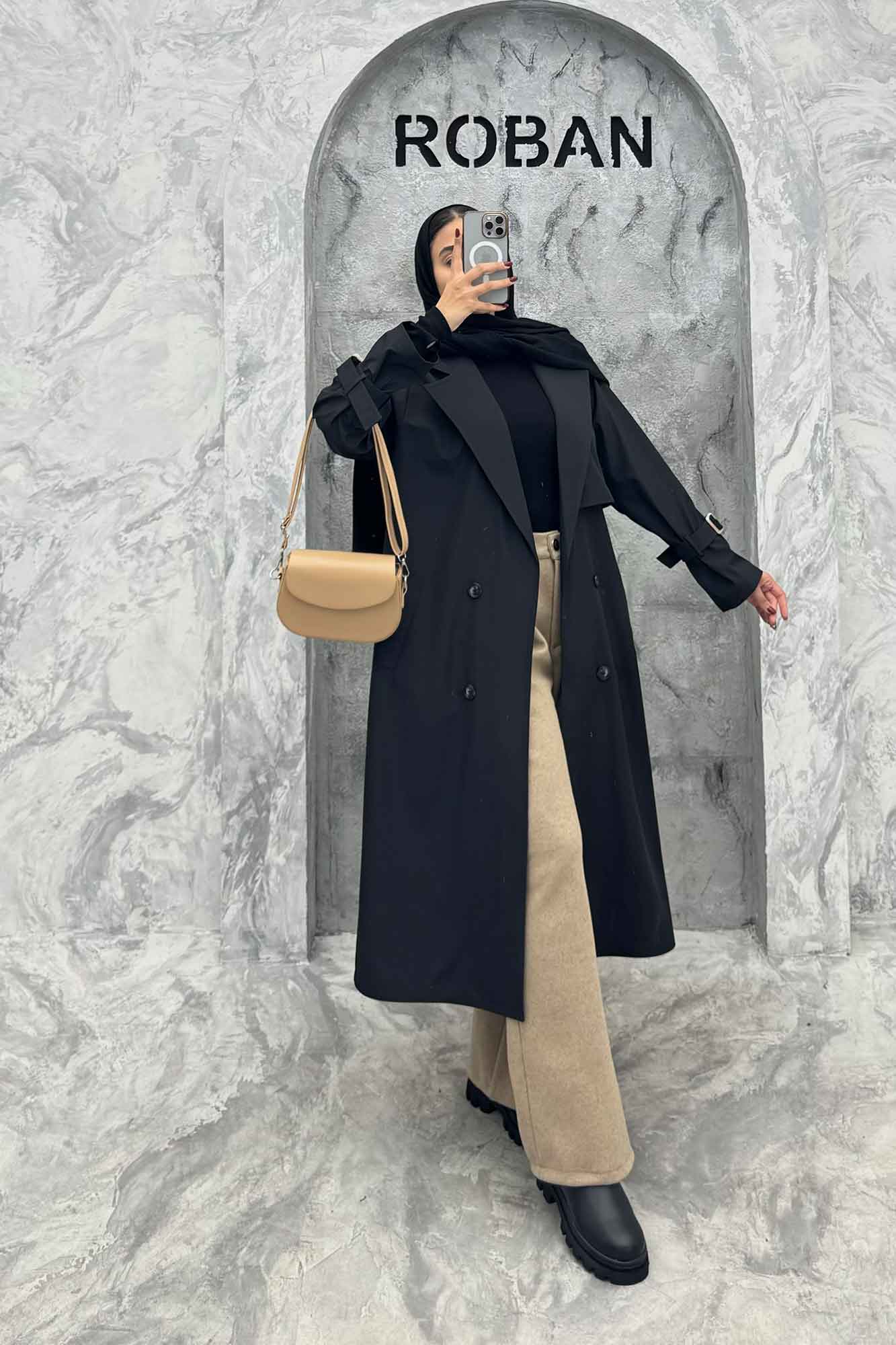 بارانی بلند سانتانا یقه انگلیسی RASTA