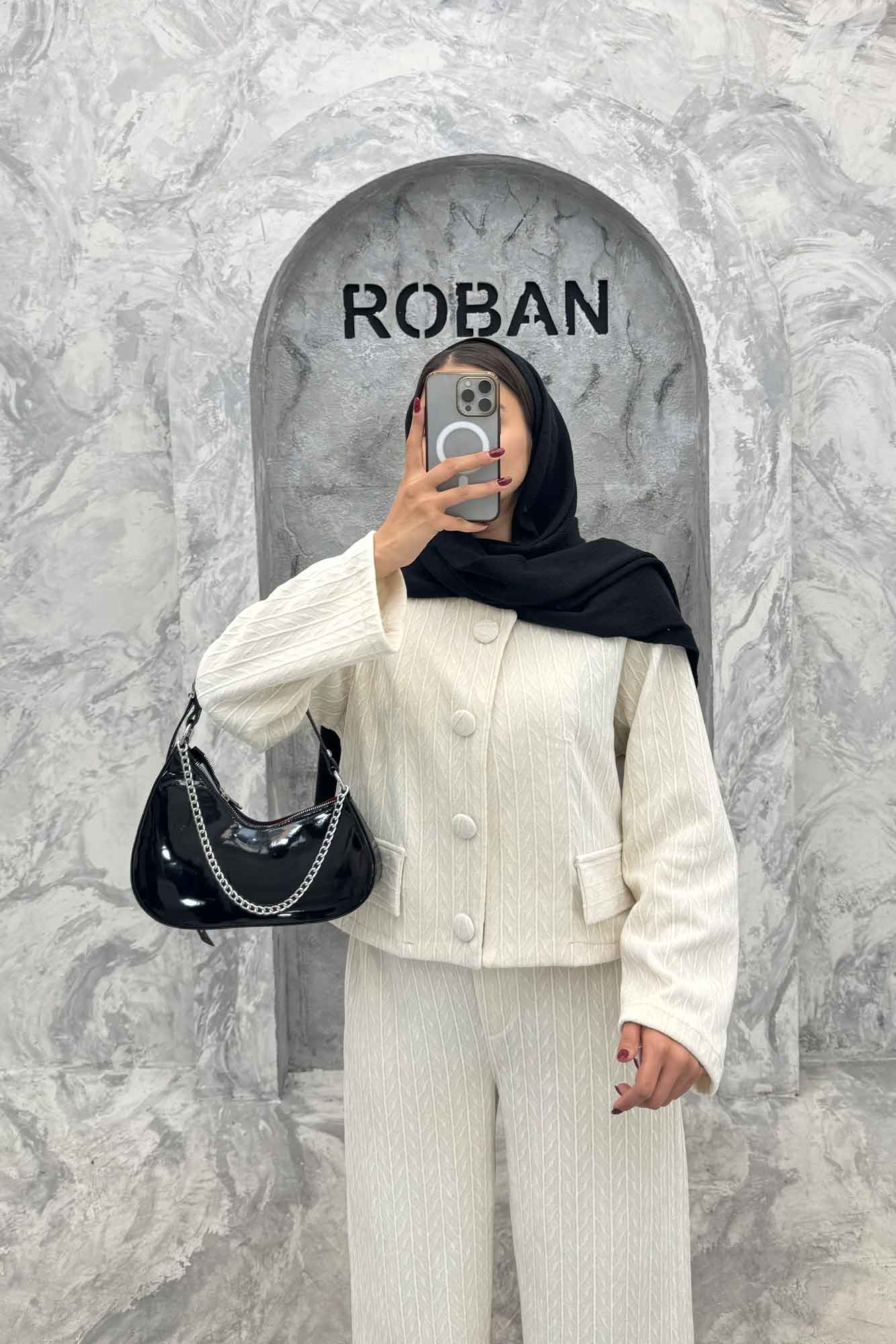 ست کت و شلوار جیب نما مخمل طرح دار