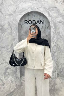 ست کت و شلوار جیب نما مخمل طرح دار