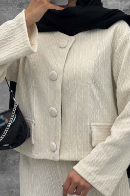 ست کت و شلوار جیب نما مخمل طرح دار