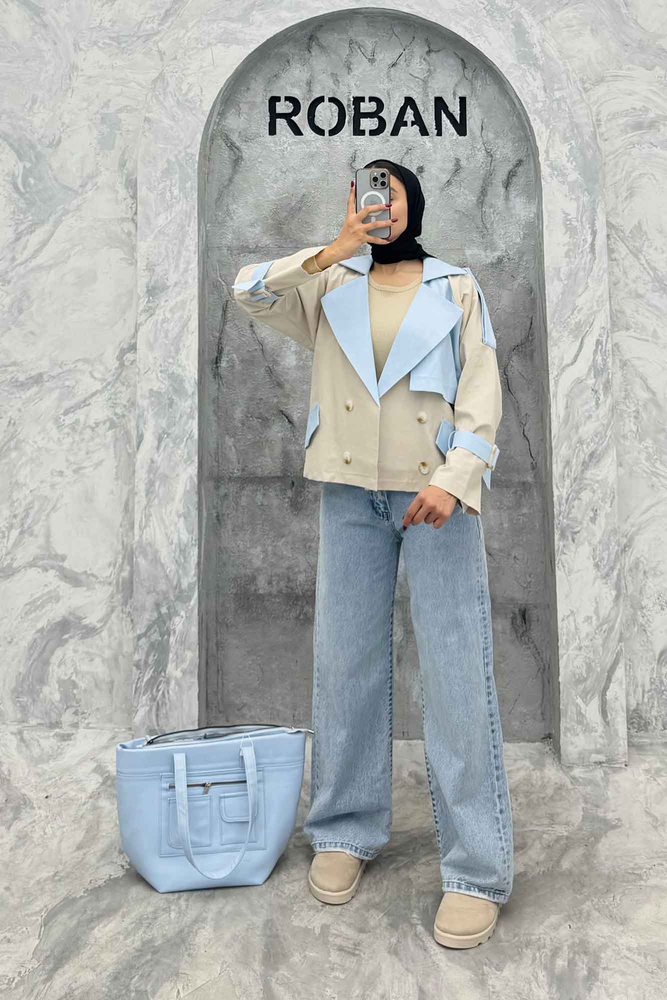 ترنچ کت کتان زارا ترکیبی دو دکمه VIVAT