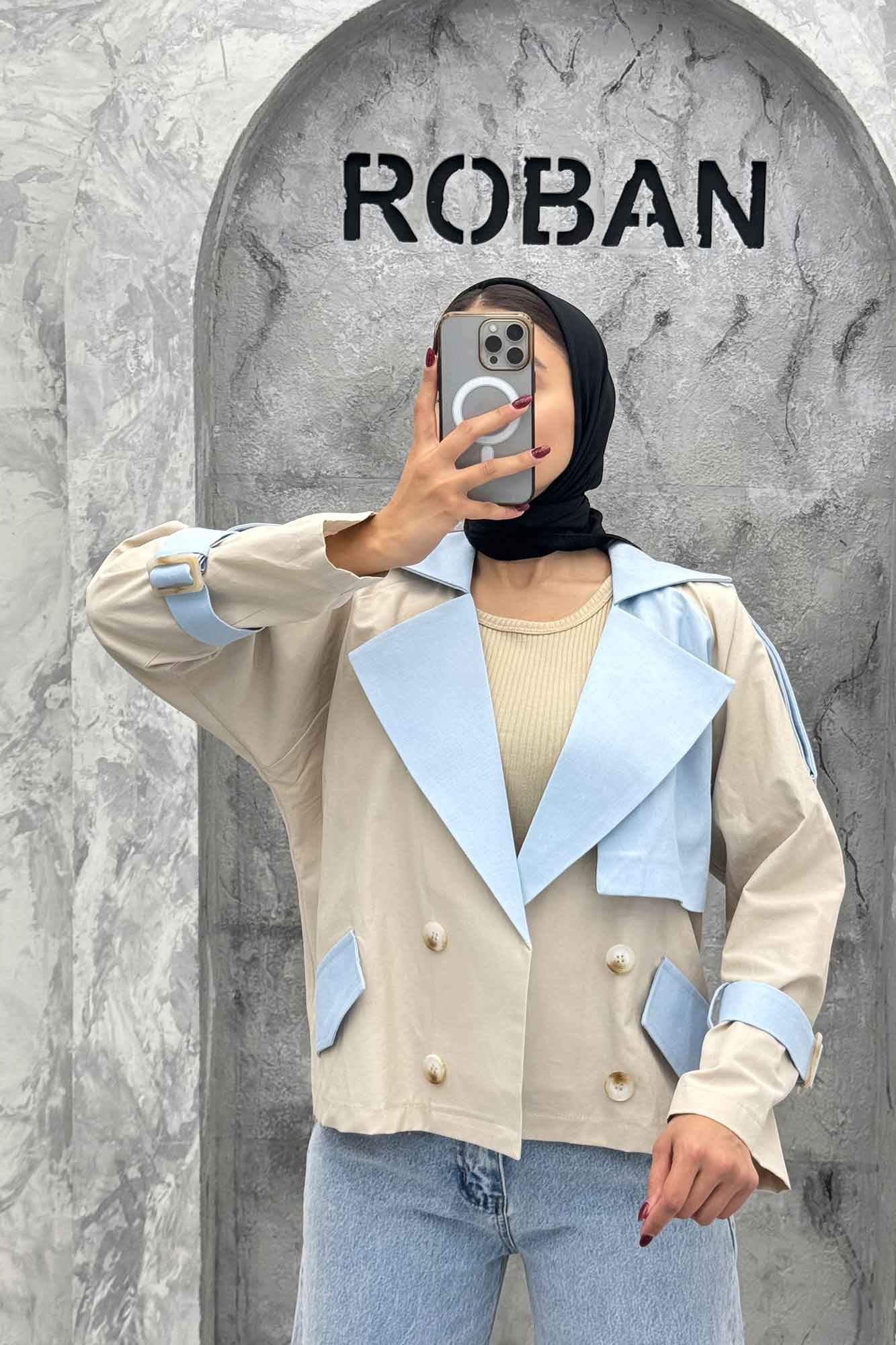 ترنچ کت کتان زارا ترکیبی دو دکمه VIVAT