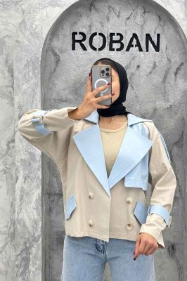 ترنچ کت کتان زارا ترکیبی دو دکمه VIVAT