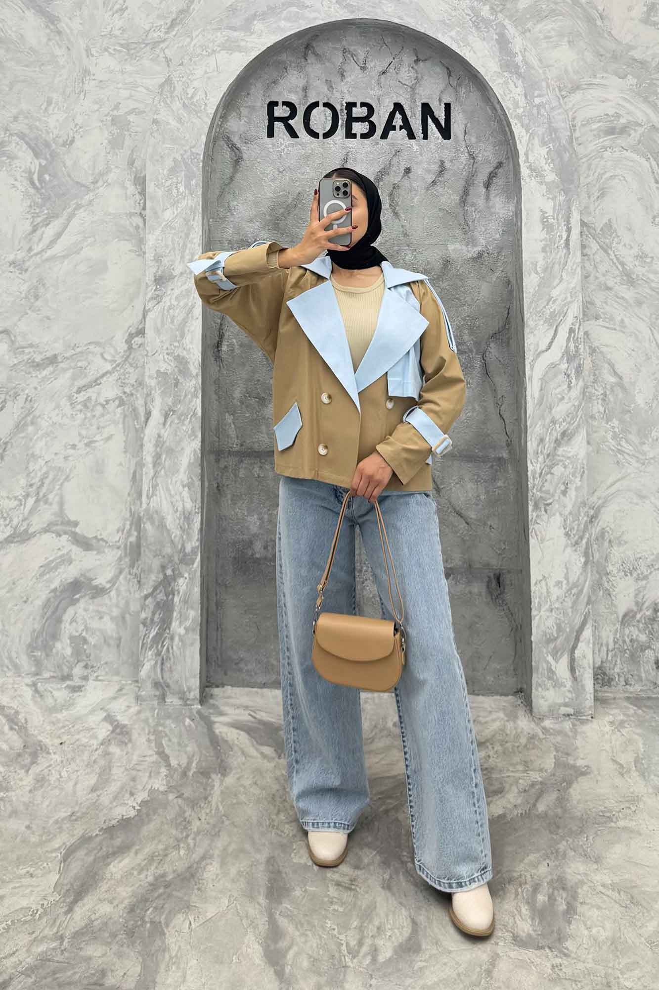 ترنچ کت کتان زارا ترکیبی دو دکمه VIVAT