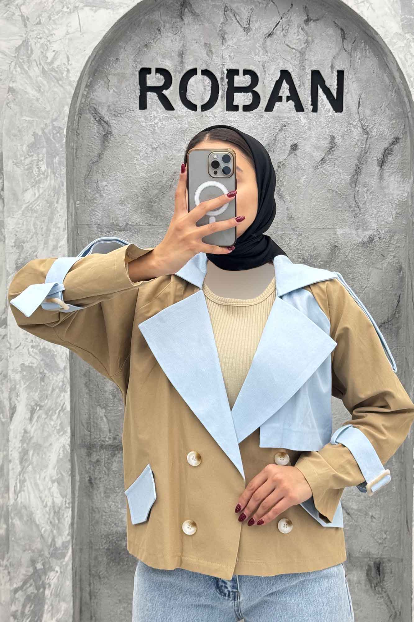 ترنچ کت کتان زارا ترکیبی دو دکمه VIVAT