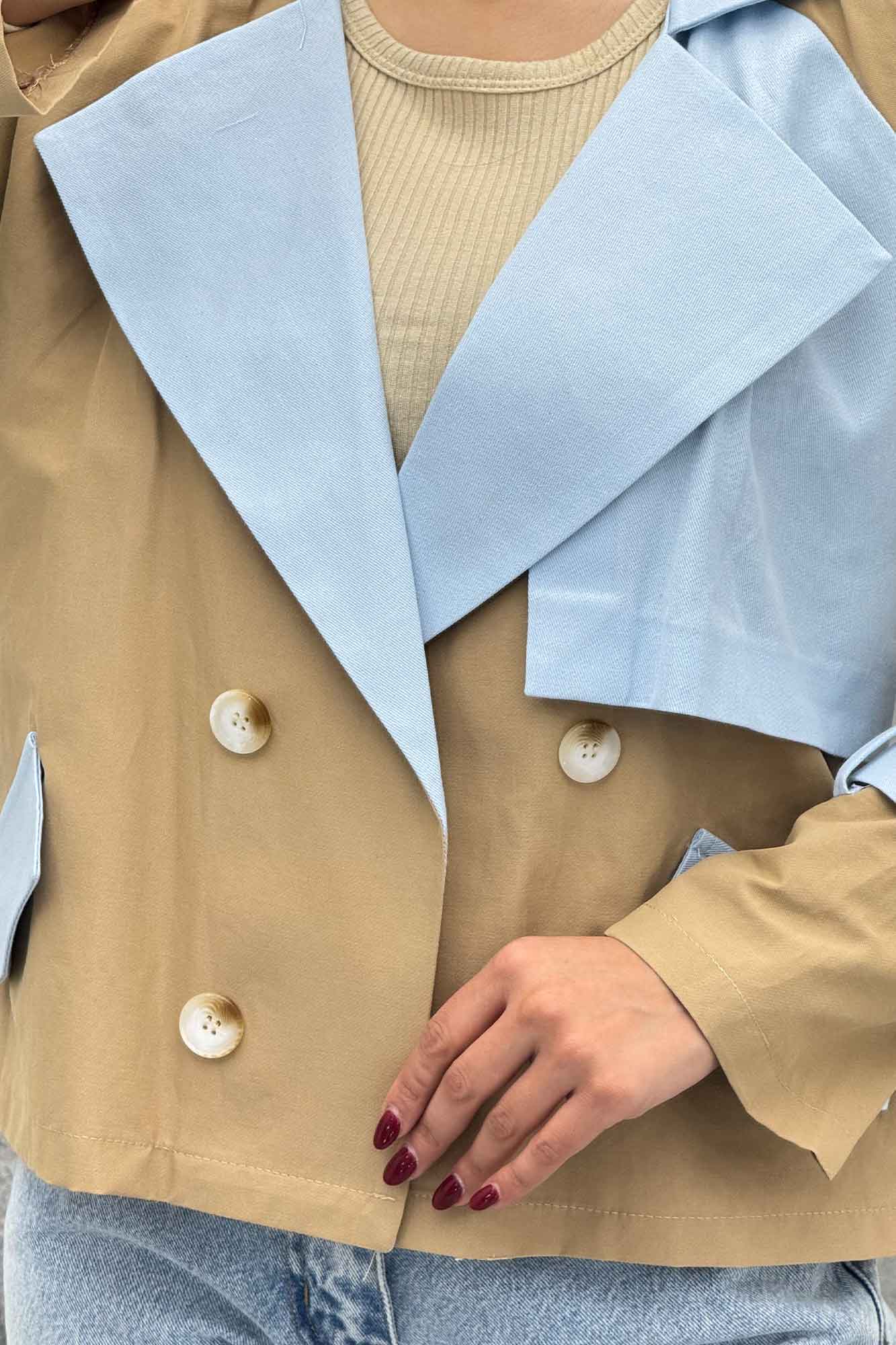 ترنچ کت کتان زارا ترکیبی دو دکمه VIVAT