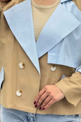 ترنچ کت کتان زارا ترکیبی دو دکمه VIVAT