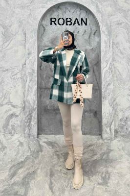 پالتو پشمی یقه انگلیسی چهارخانه