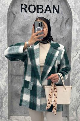 پالتو پشمی یقه انگلیسی چهارخانه