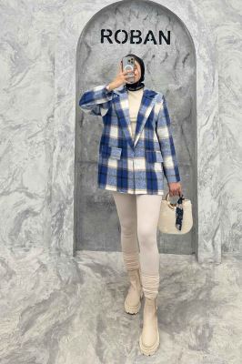 پالتو پشمی یقه انگلیسی چهارخانه