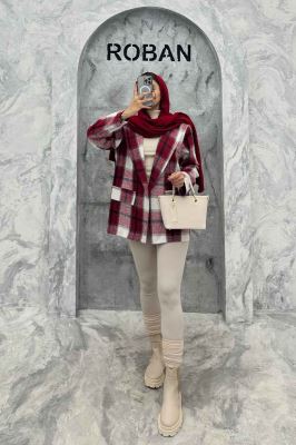 پالتو پشمی یقه انگلیسی چهارخانه