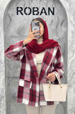 پالتو پشمی یقه انگلیسی چهارخانه