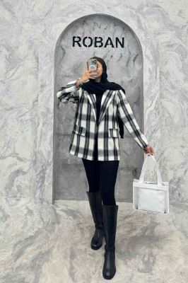 پالتو پشمی یقه انگلیسی چهارخانه