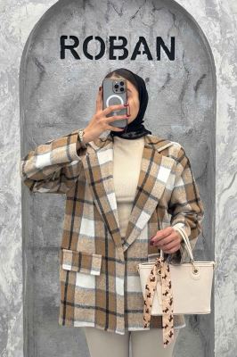 پالتو پشمی یقه انگلیسی چهارخانه 