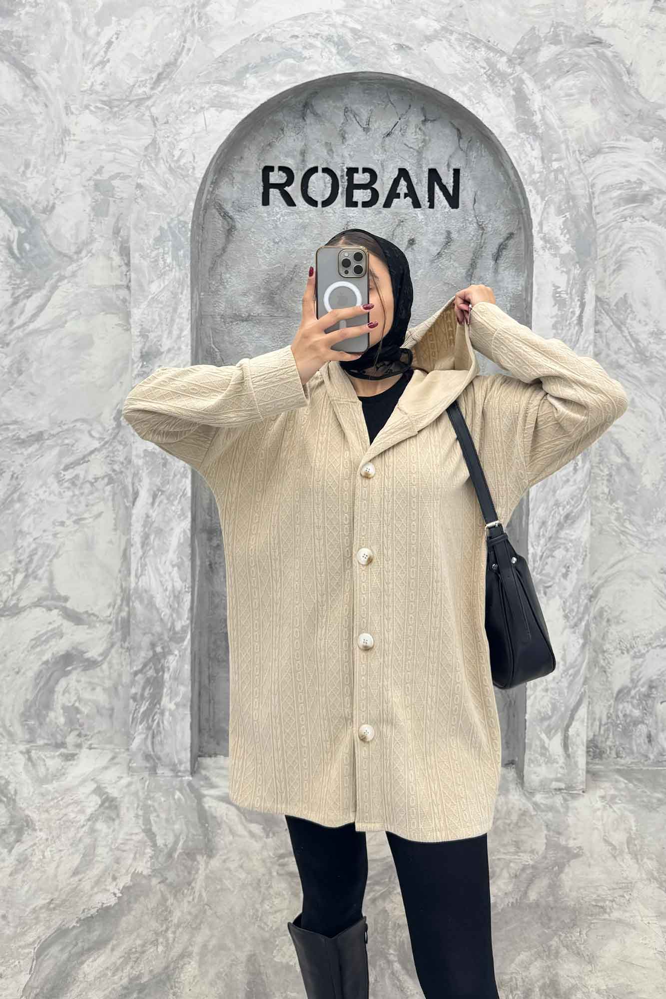 سویشرت کلاهدار مراکشی طرح دار