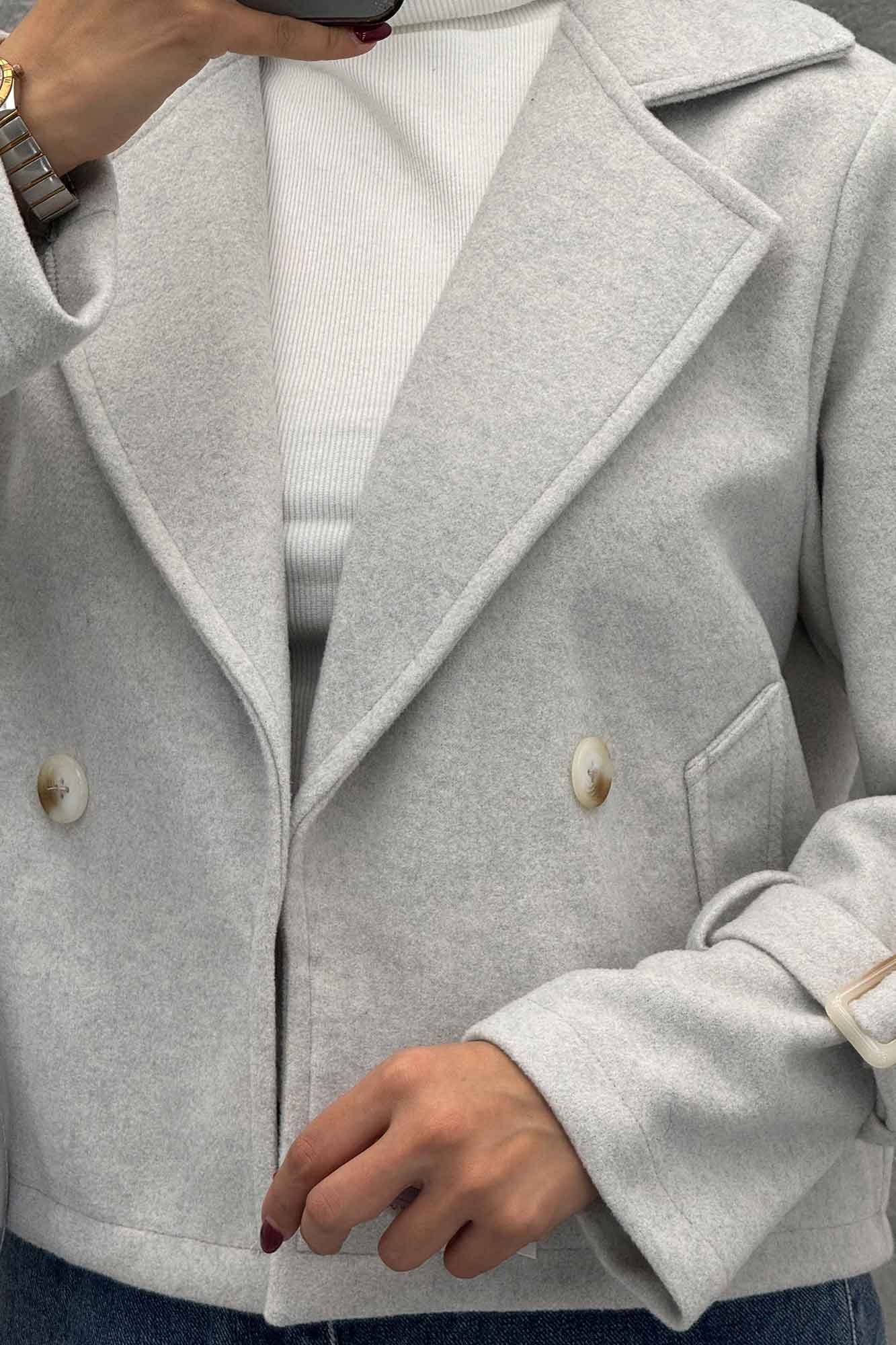 کت فوتر یقه انگلیسی آستین سگک PRADAS