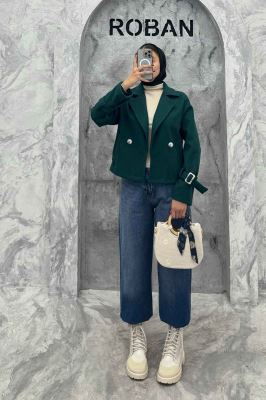 کت فوتر یقه انگلیسی آستین سگک PRADAS