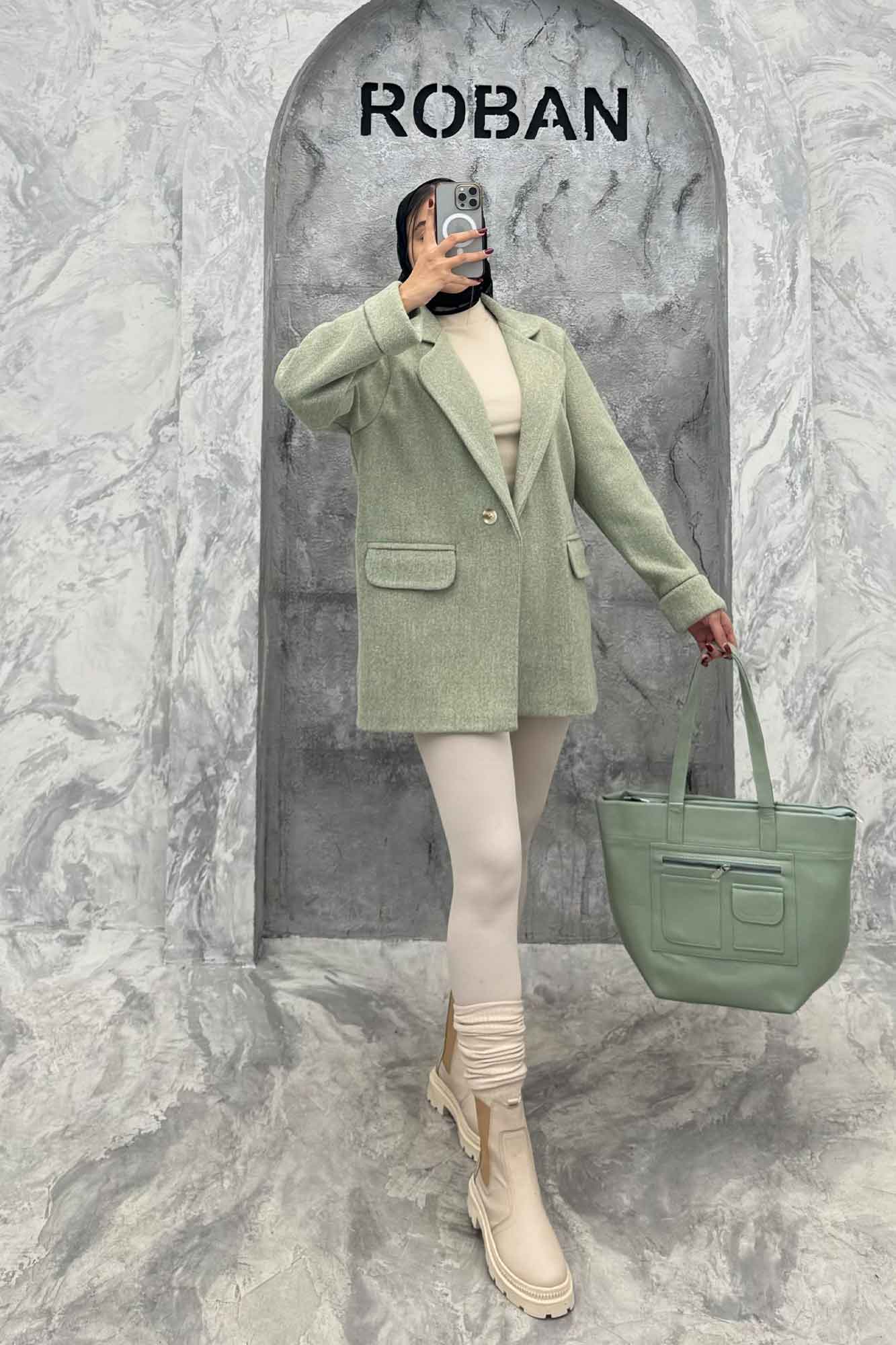 پالتو فوتر یقه ب ب دو جیب پاکتی TIMA