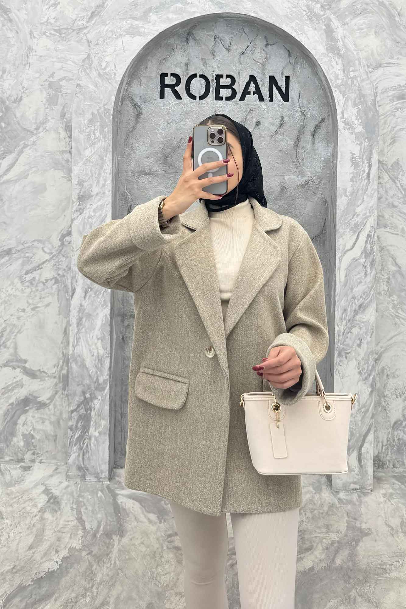 پالتو فوتر یقه ب ب دو جیب پاکتی TIMA