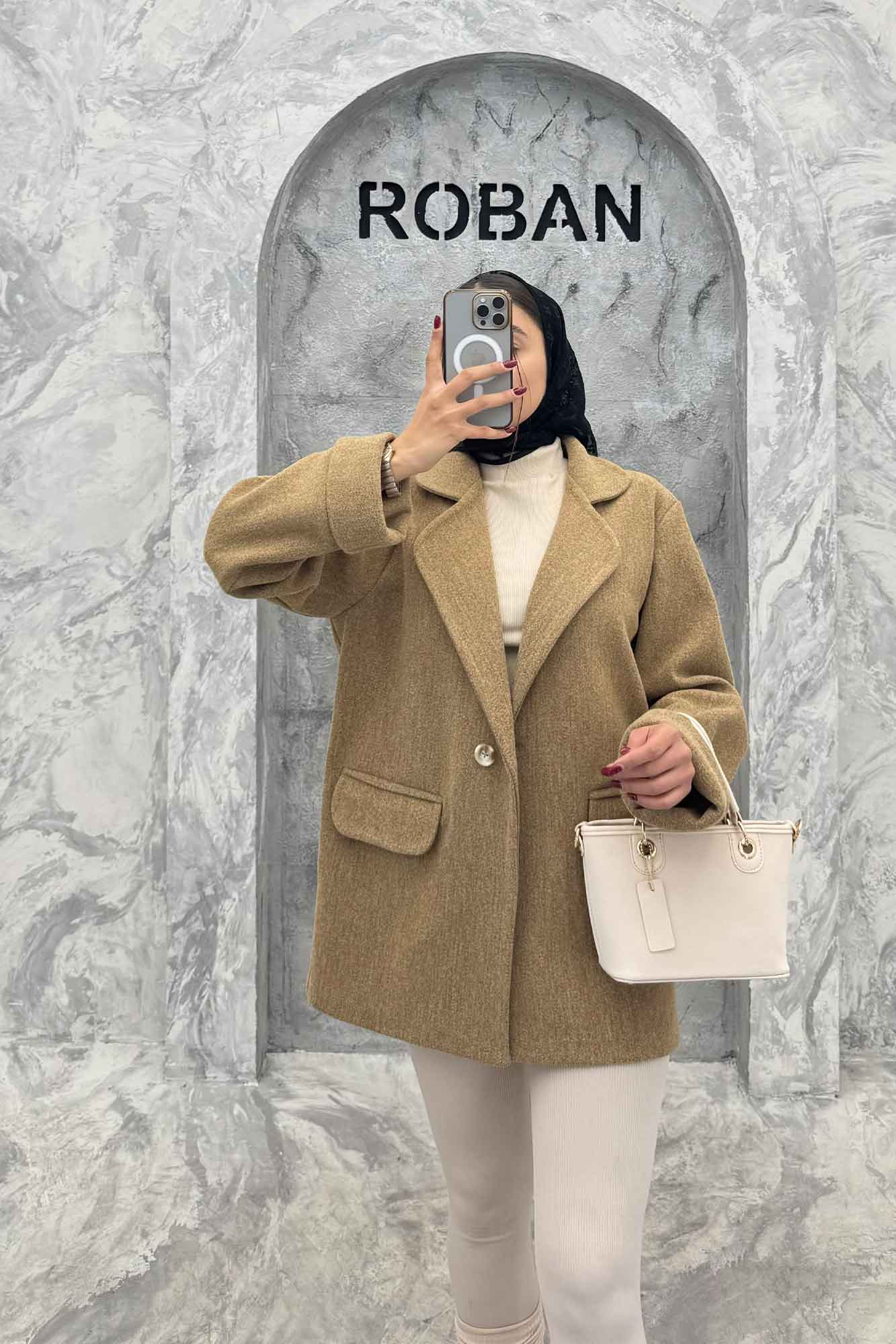 پالتو فوتر یقه ب ب دو جیب پاکتی TIMA