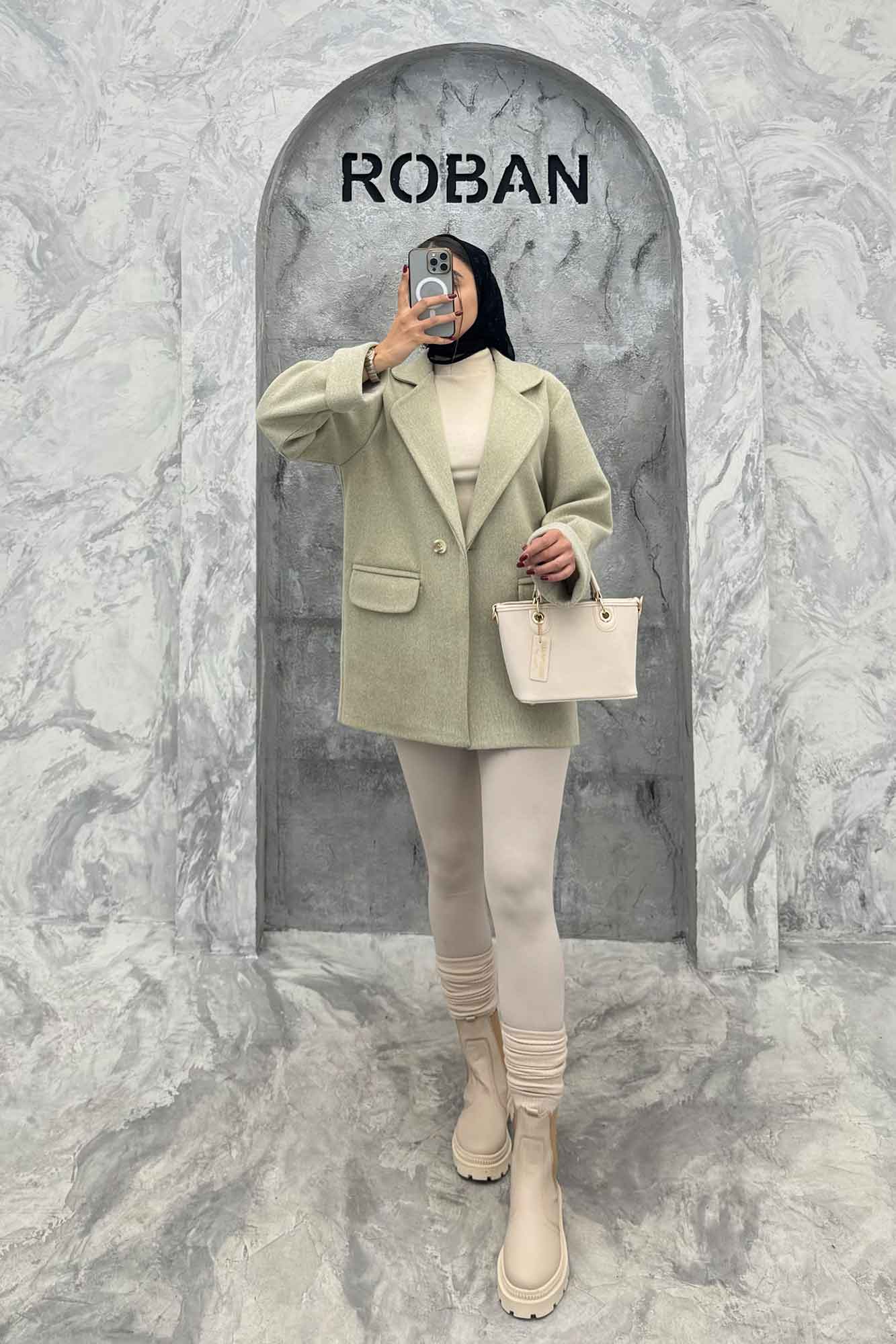 پالتو فوتر یقه ب ب دو جیب پاکتی TIMA