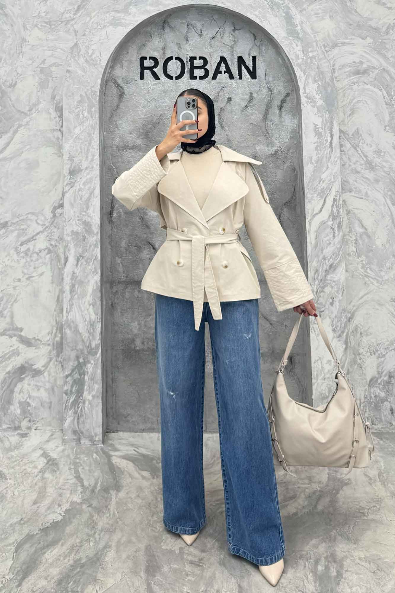 ترنچ کت آستین دوخت کتان زارا