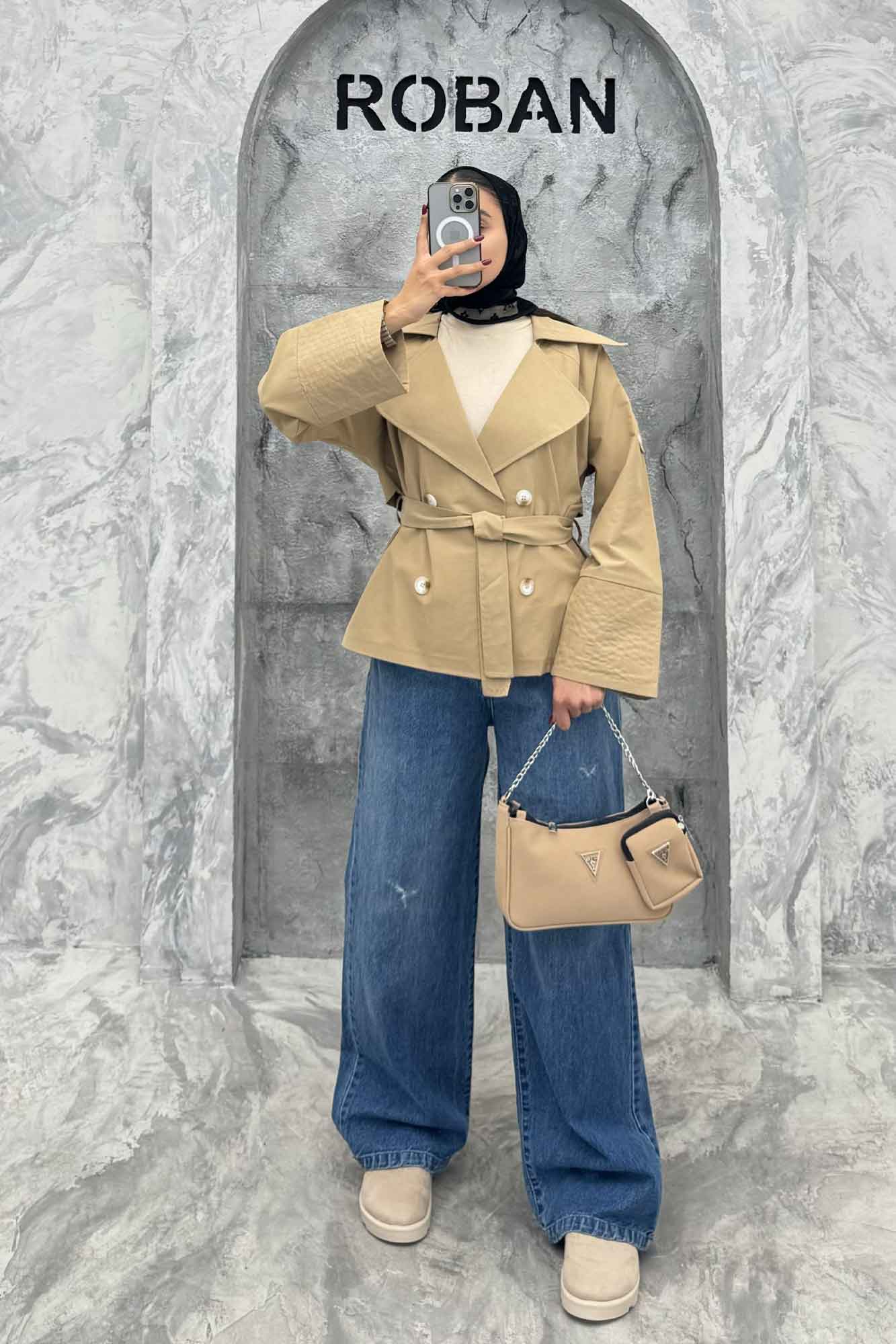 ترنچ کت آستین دوخت کتان زارا