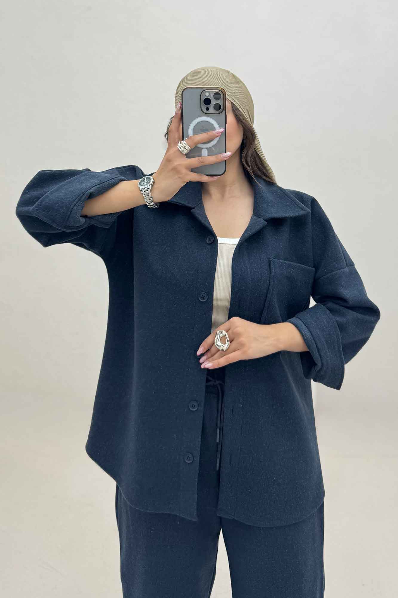 ست پالتو و شلوار فوتر تک جیب DELSA